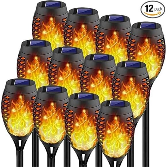 12Pack Flickering Flame Solar Torch Lights Solar Lights - Picture 7 of 7